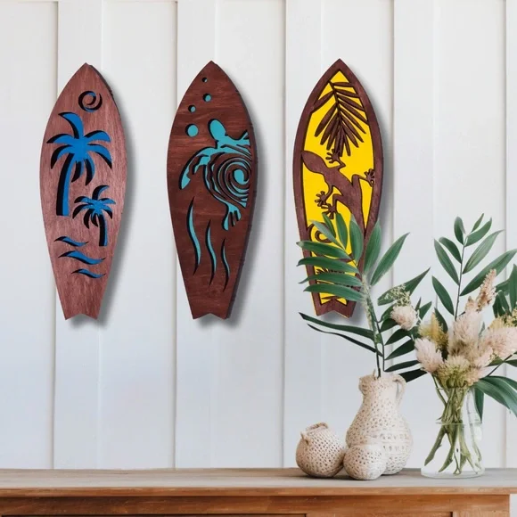 Beach Surf Board Wall Decor, Coastal Wall Hanging Art